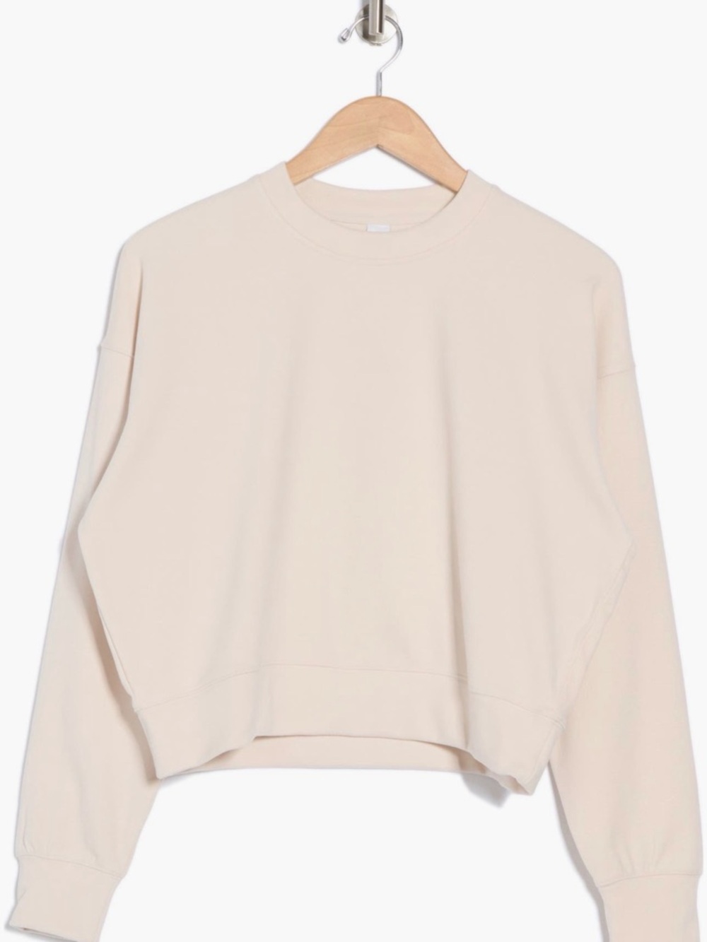 90 Degree By Reflex Cropped Crewneck Sweatshirt and Sweatpants Set in Cream S/M